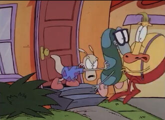 Rocko pushes Filburt and Heffer away