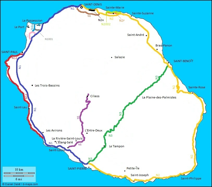 Carte Routière De La Réunion Récente imvt