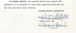 Lucas agreement with the United Artists
