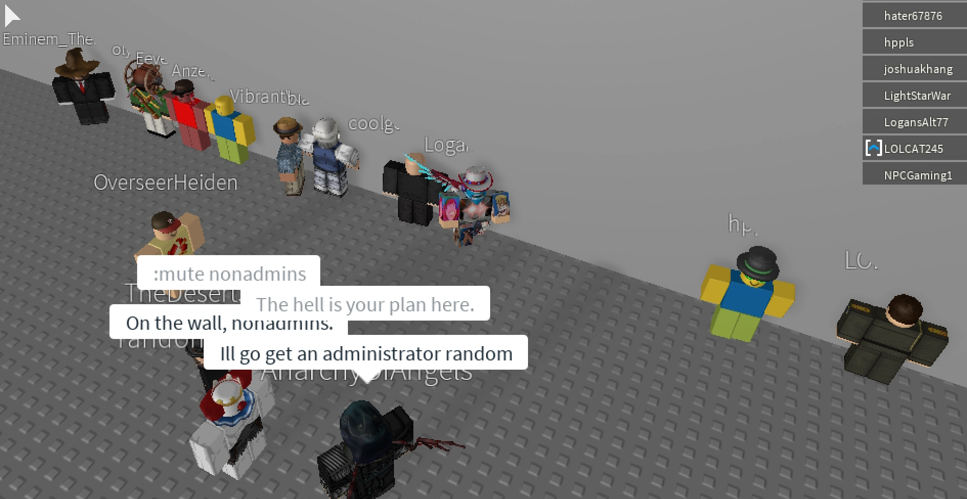 Randomphoenix03 11 25 Exploit Investigations And Aa Accusations - image of non admins lined up against the wall