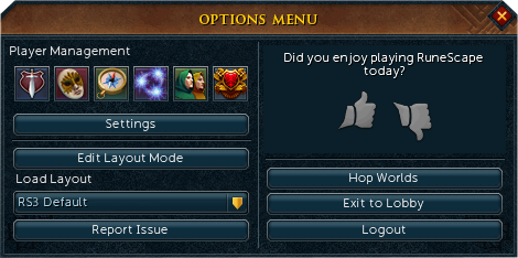 Options menu