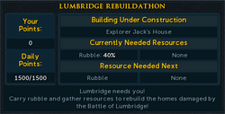 Lumbridge Rebuildathon interface