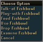 Pet fish right click options