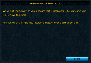 Inappropriate Behaviour message