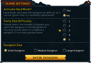Dungeon start interface
