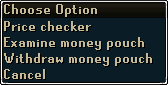 Money pouch right click options