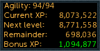 Bonus xp interface