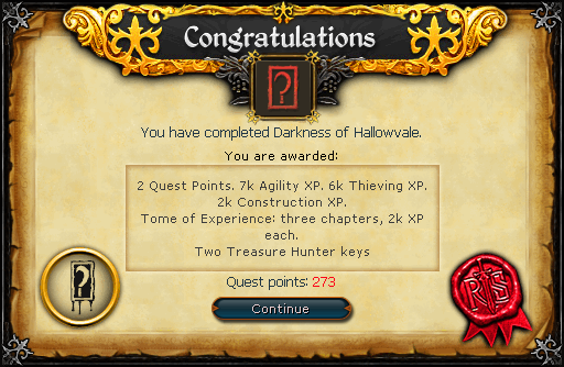 Darkness of Hallowvale reward