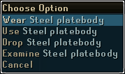Unequipped item right click options