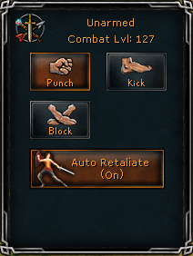 Combat styles interface