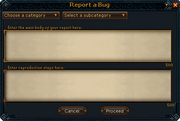 Report a Bug interface