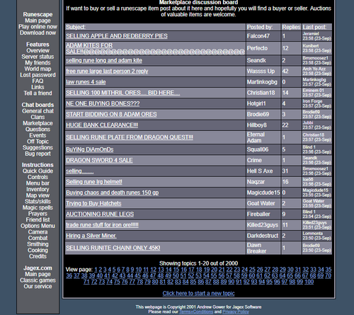 Historical Runescape forums2001