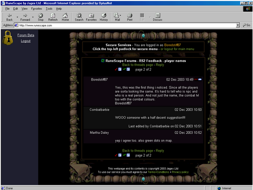Historical Runescape forums