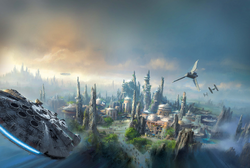 Millennium Falcon above Batuu