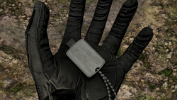 Carolina holds CT's dog tag