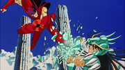 Jan destruye el escudo de Shiryu