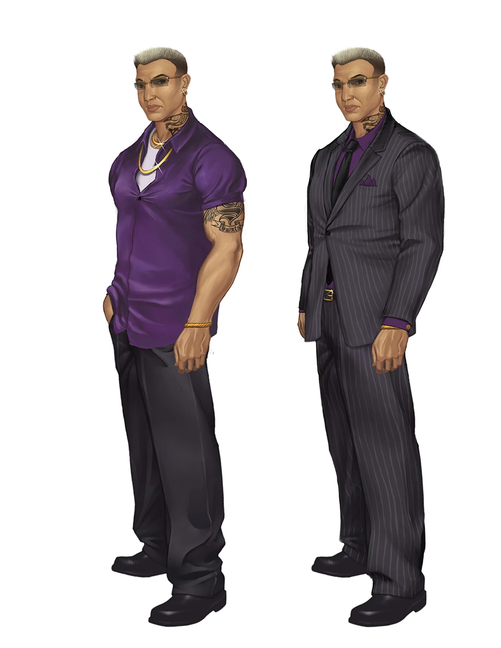 Image Johnny Gat Concept Art Saints Row 2 two outfits with normal