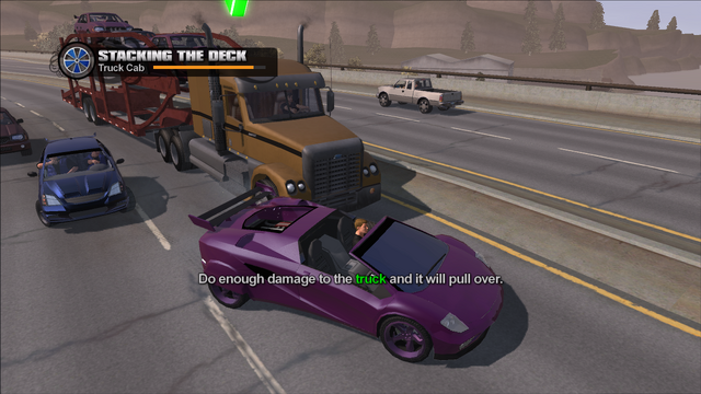 File:Stacking the Deck - Do enough damage to the truck and it will pull over.png