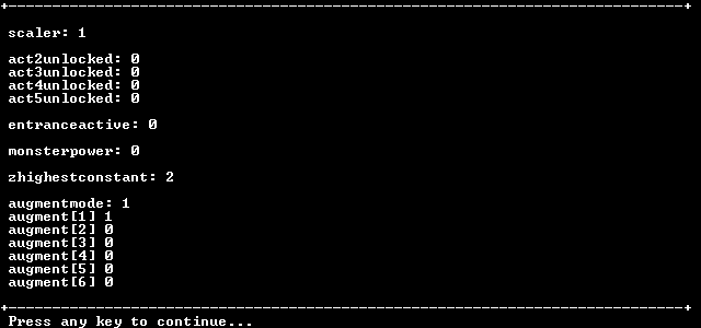 Debug screen