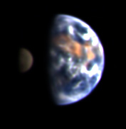 Earth and Moon in space