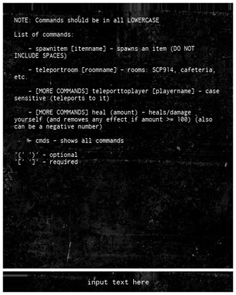 List Of Console Commands Scp Anomaly Breach Wiki Fandom - weapon roblox admin codes