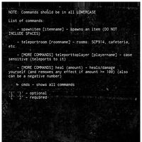 List Of Console Commands Scp Anomaly Breach Wiki Fandom - roblox scp 096 id