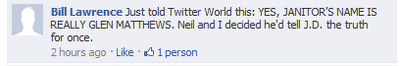 Facebook - Bill Lawrence explains Janitors real name