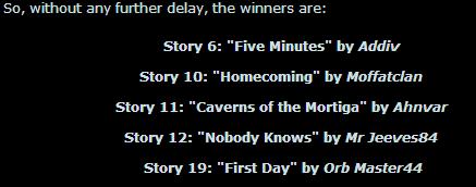 Story comp winners