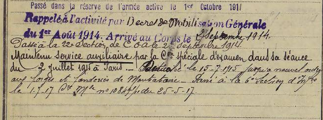 Military record 1914