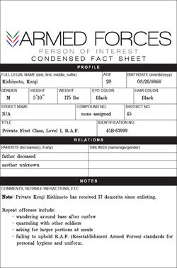 Condensed Fact Sheet - Kenji Kishimoto