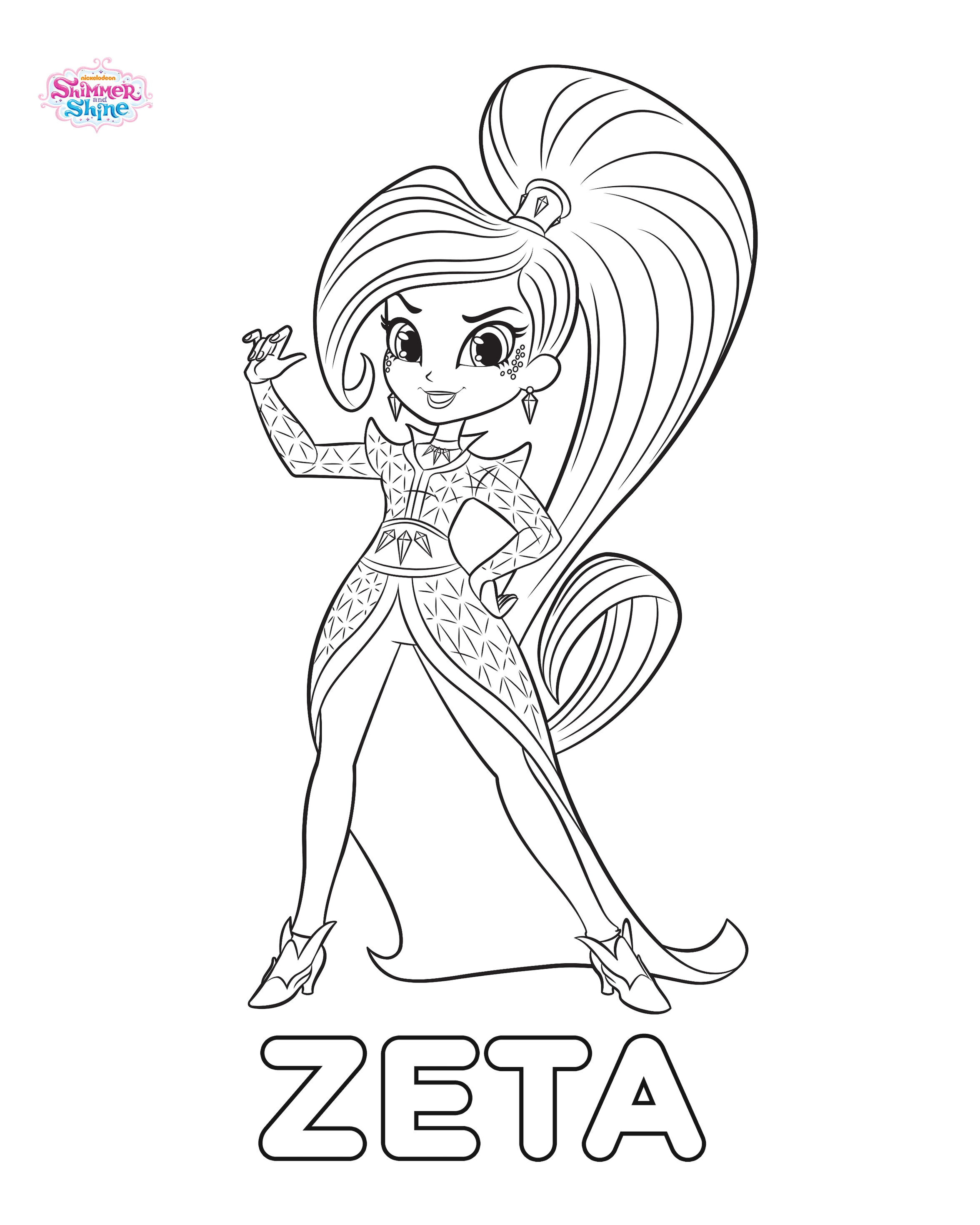 Zeta the Sorceress Shimmer and Shine Coloring Page