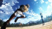 Annie practicando con Eren