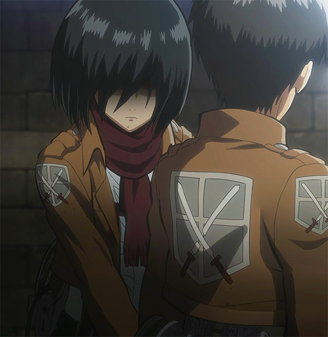 File:Mikasa's protective attitude towards Eren.png