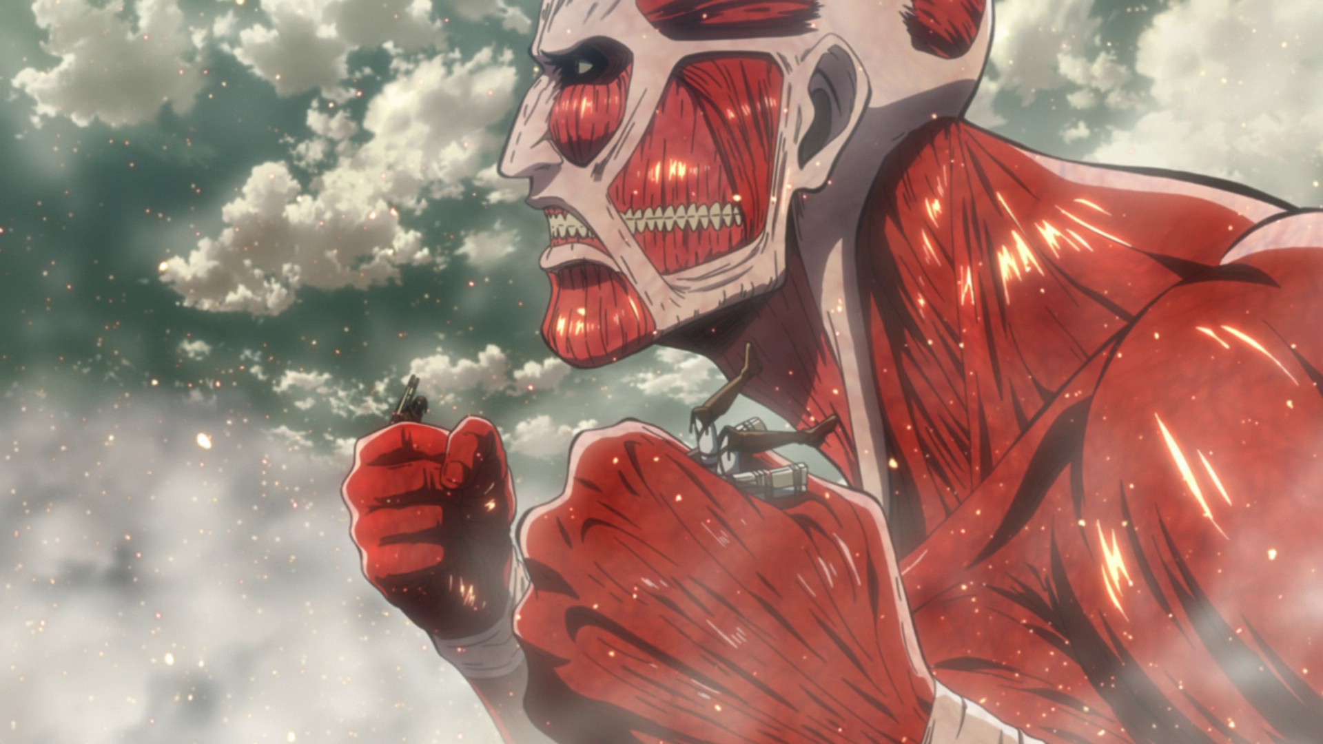 Image - The Colossal Titan grabs Ymir and another soldier ...