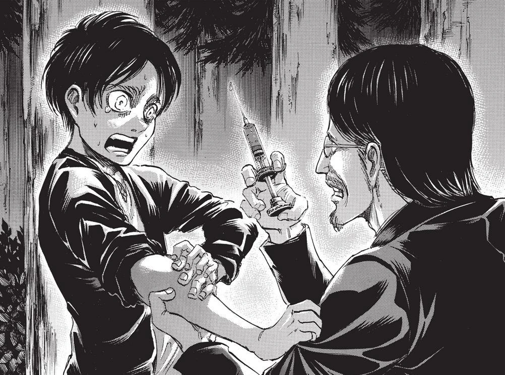 Obraz Grisha injecting Eren.png Shingeki no Kyojin