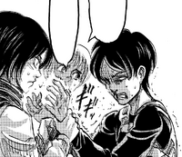 Mikasa stops Eren from punching himself