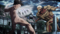 Eren battles the Armored Titan