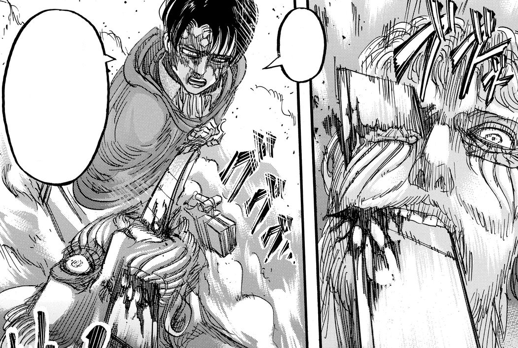 Image Levi shoves his sword through Zeke's head.png Attack on Titan