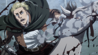 Erwin gets hit by a rock