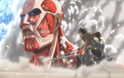 Bertolt appears in front of Eren