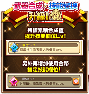武器合成、技能變換升級!