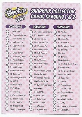 Checklist 1 | Shopkins Collector Cards Wiki | Fandom