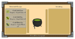 Cauldron menu
