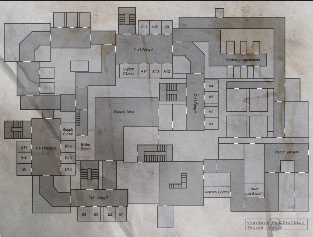 Map prison. Карта сайлент Хилл 1. Silent Hill карта. Silent Hill 1 карта. Silent Hill 2 карта тюрьмы.