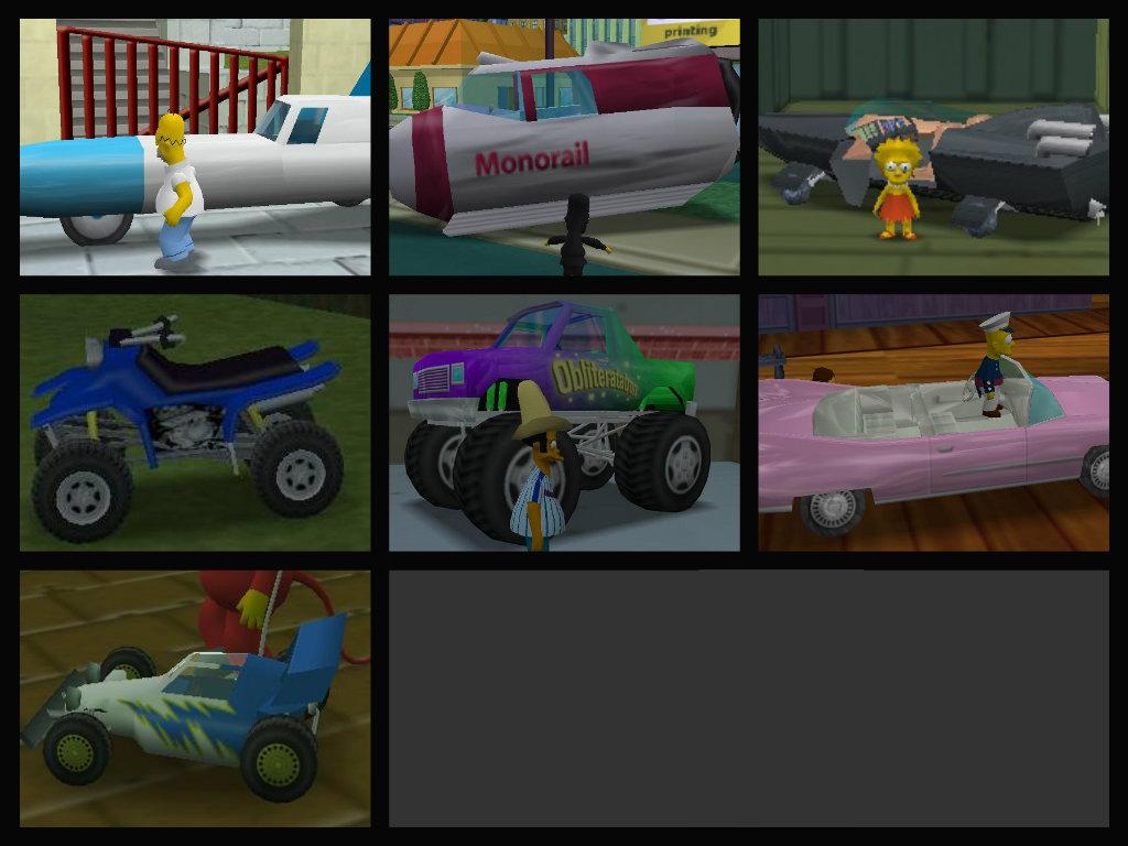 simpsons hit and run cars