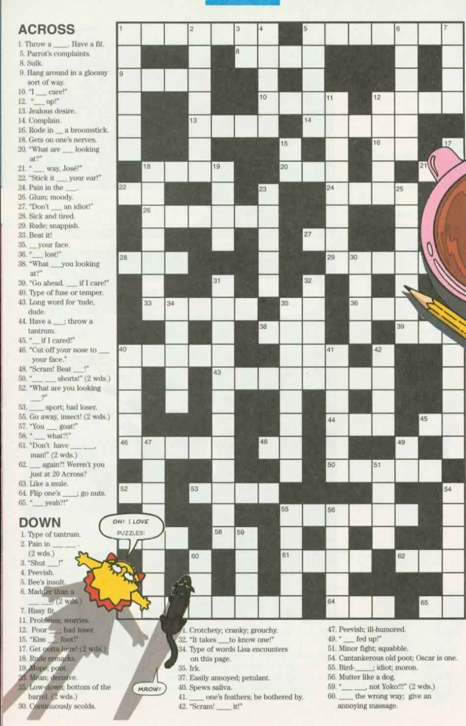 Image Lisa Comic Crossword Puzzle jpg Simpsons Wiki FANDOM