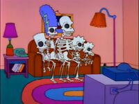 List Of Couch Gags Simpsons Wiki Fandom Ed By Wikia The Simpsons Are Now Skeletons Who Rush To Couch And Sit As Normal This Is Based On Promotional Poster For Treehouse Of Horror Ii