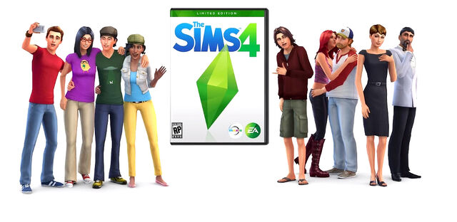 File:TS4 Promo Image w box art and Sims.jpg
