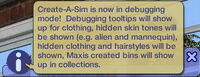 CAS - Mode Debug (Les Sims 2)