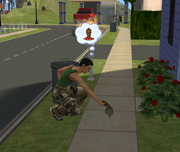 Sim stealing old newspaper